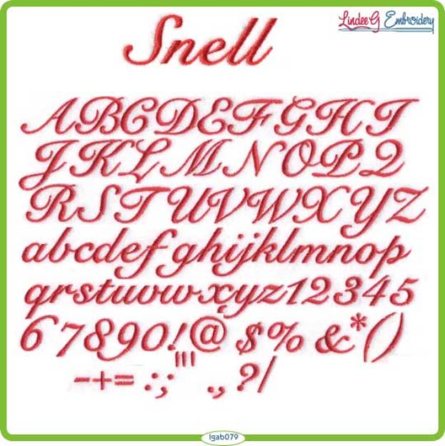 Picture of Snell Embroidery Font