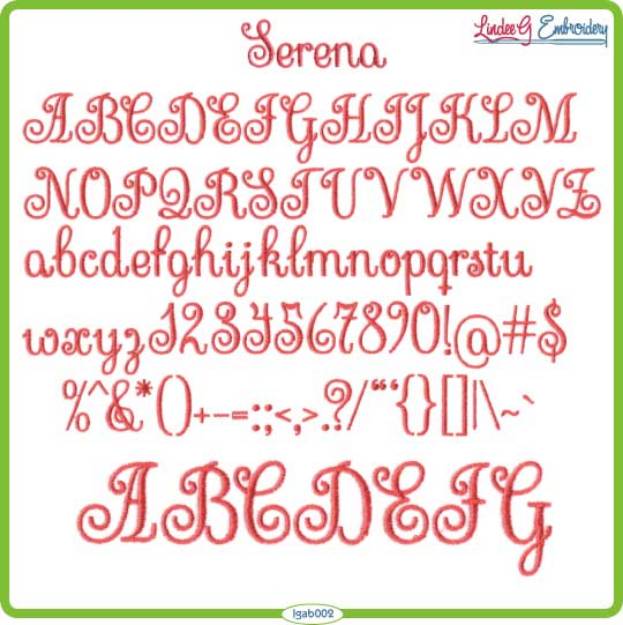 Picture of Serena Embroidery Font