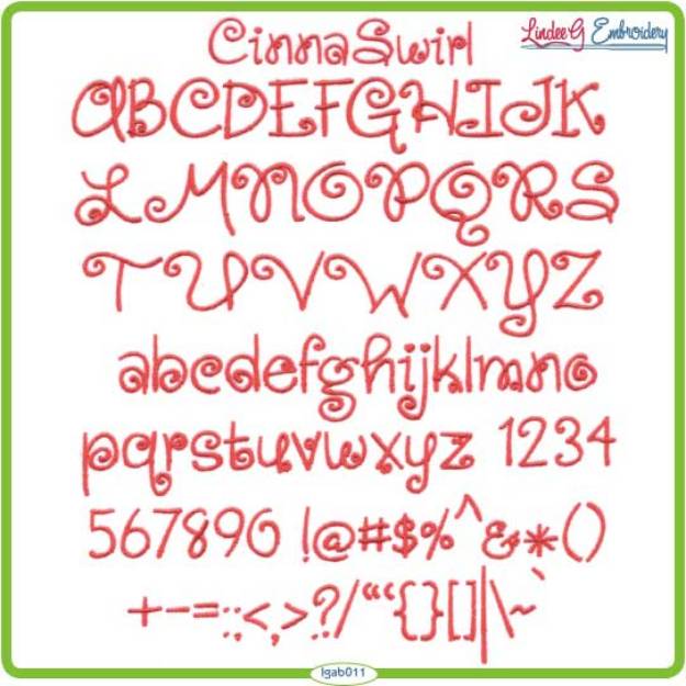 Picture of CinnaSwirl Embroidery Font
