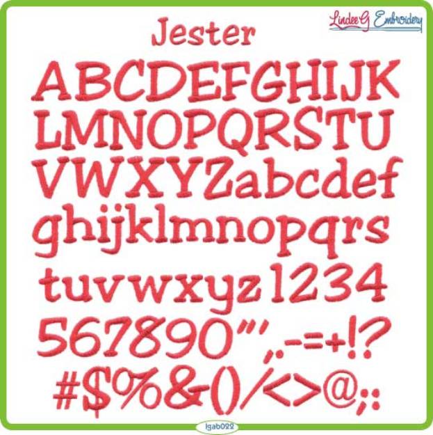 Picture of Jester Embroidery Font