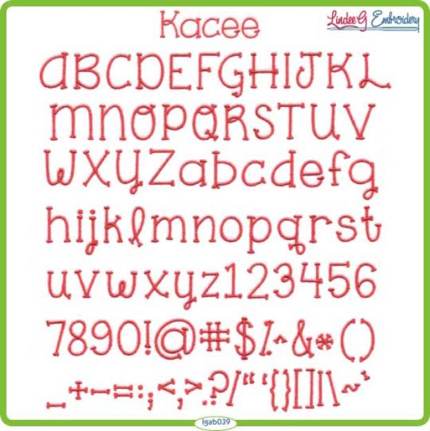 Picture of Kacee Embroidery Font