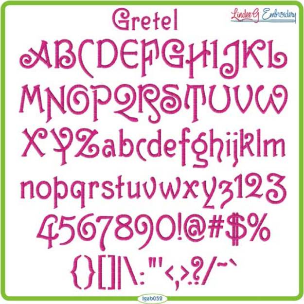 Picture of Gretel Embroidery Font