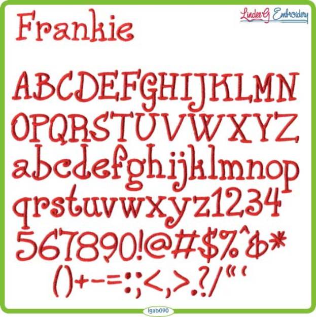 Picture of Frankie Embroidery Font