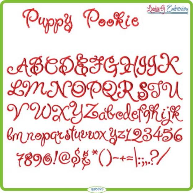 Picture of Puppy Pookie Embroidery Font