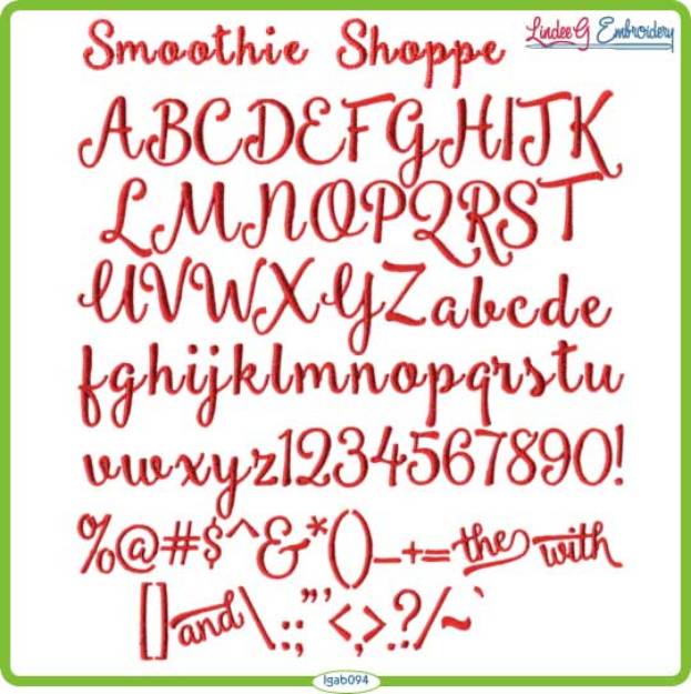 Picture of Smoothie Shoppe Embroidery Font