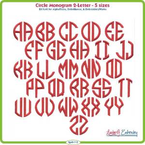 Picture of Circle Monogram 2-Letter Embroidery Font