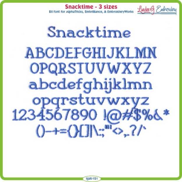 Picture of Snacktime Embroidery Font