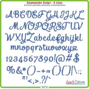 Picture of Salamander Script Embroidery Font