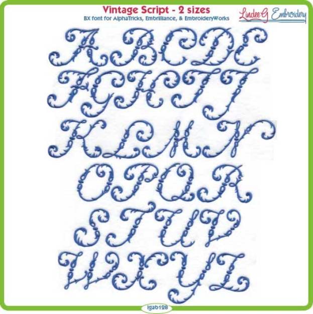 Picture of Vintage Script Embroidery Font