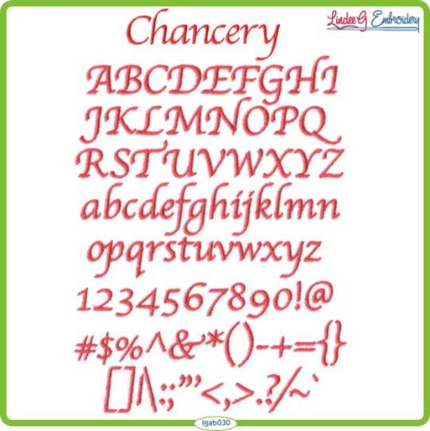 Picture of Chancery Script Embroidery Font Pack