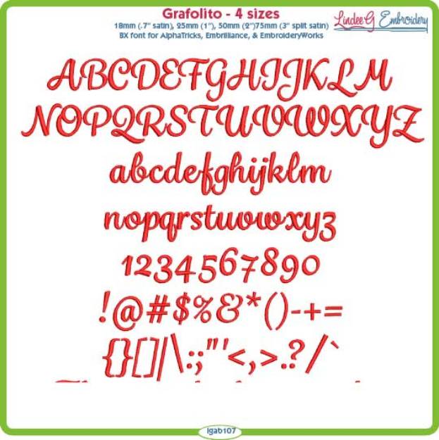 Picture of Grafolito Script Embroidery Font Pack