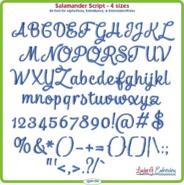 Picture of Salamander Script Embroidery Font Pack