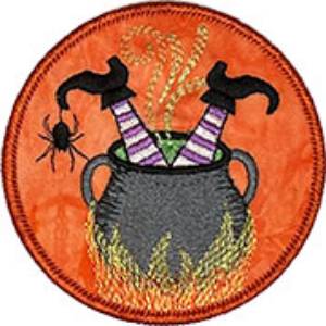 Picture of Witch in Cauldron Machine Embroidery Design