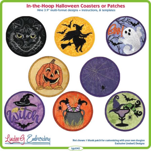 Picture of ITH Halloween Coasters or Patches Embroidery Design Pack