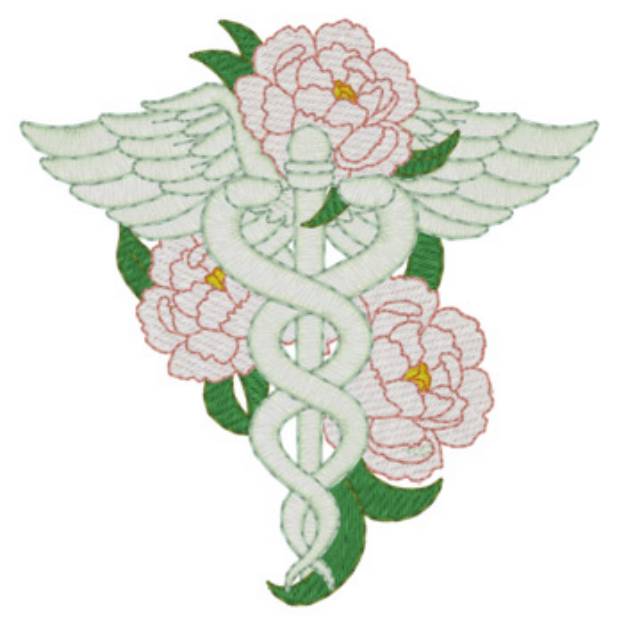 Picture of Floral Caduceus Lc Machine Embroidery Design