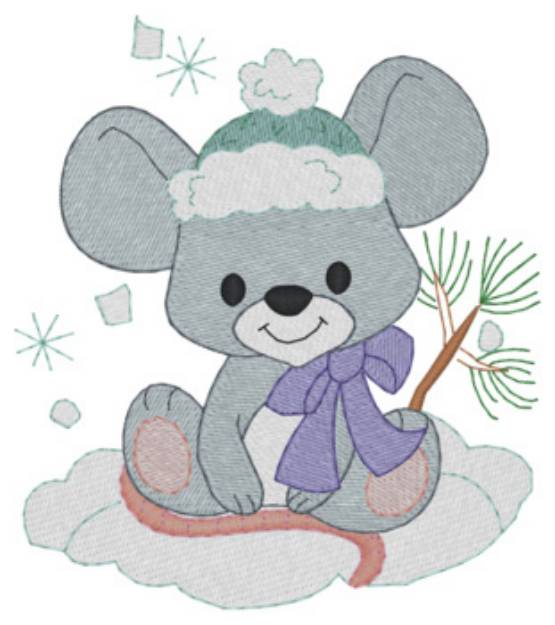 Picture of Winter Mouse Machine Embroidery Design