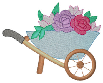 Floral Wheelbarrow Machine Embroidery Design