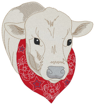 Cow With Bandana Machine Embroidery Design