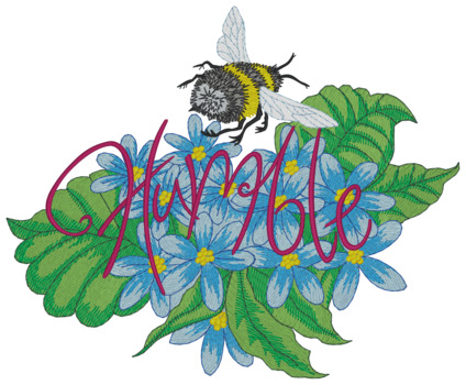 Humble Flowers W/bee Machine Embroidery Design