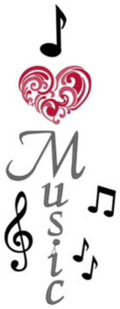 Picture of I Lover Music Machine Embroidery Design