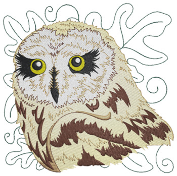 Short Eared Owl Machine Embroidery Design