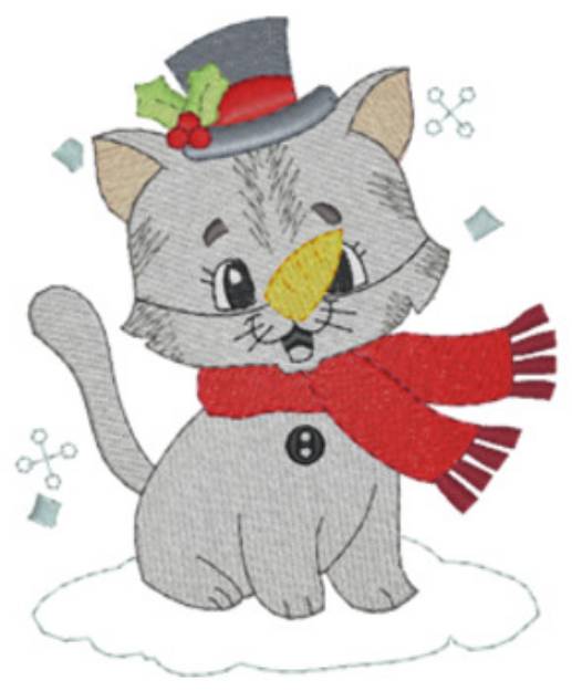 Picture of Snowman Kitty Machine Embroidery Design