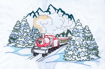 Mountain Train Scene Machine Embroidery Design