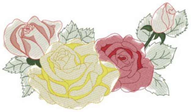 Picture of Roses Light Stitch Machine Embroidery Design