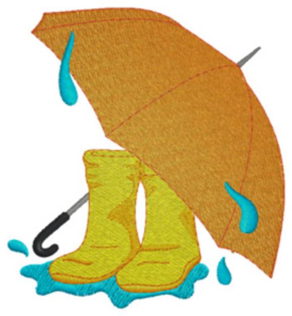 Picture of Boots & Umbrella Machine Embroidery Design
