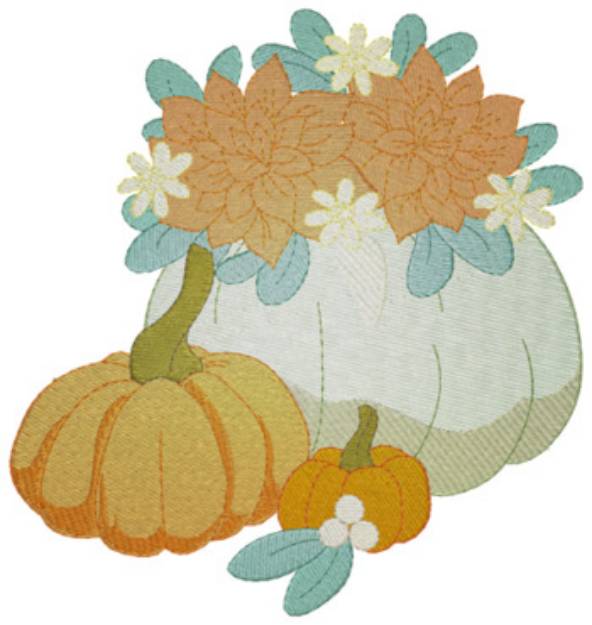 Picture of Pumpkin Flowers Machine Embroidery Design