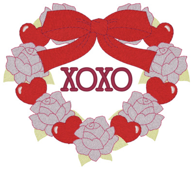 Xoxo Wreath Machine Embroidery Design