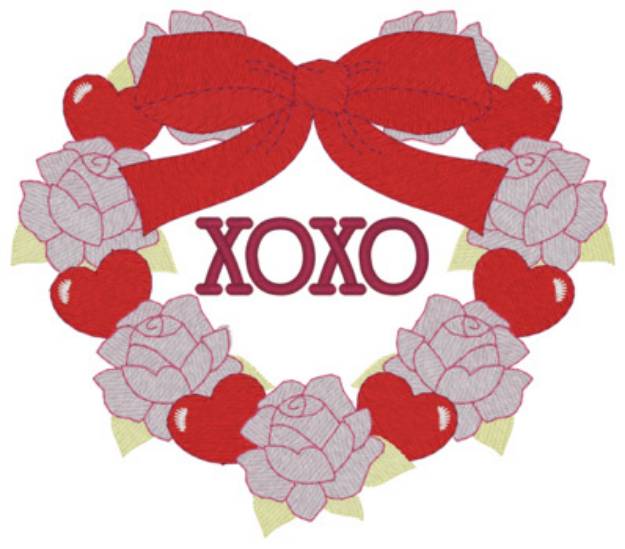 Picture of Xoxo Wreath Machine Embroidery Design