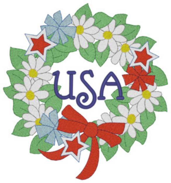 Picture of Usa Wreath Machine Embroidery Design