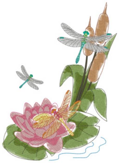 Picture of Dragonflies Light Stitch Machine Embroidery Design