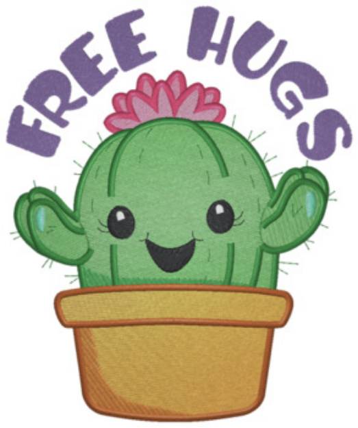 Picture of Free Hugs Cactus Machine Embroidery Design
