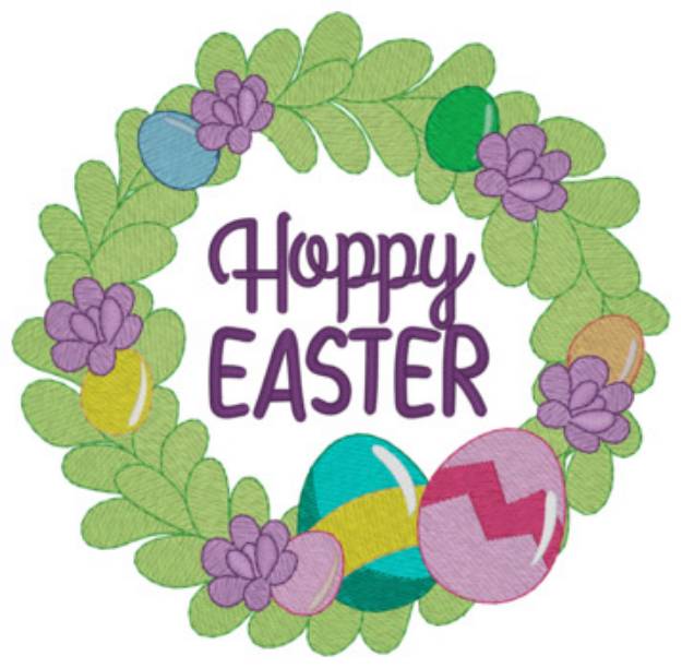 Picture of Happy Easter Wreath Machine Embroidery Design