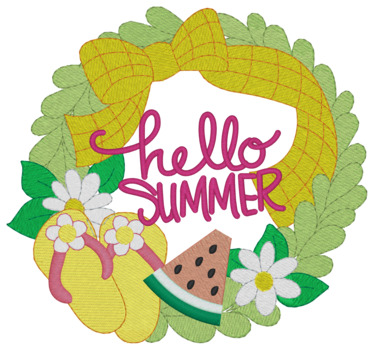 Hello Summer Wreath Machine Embroidery Design
