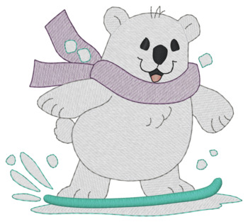 Snowboarding Bear Machine Embroidery Design
