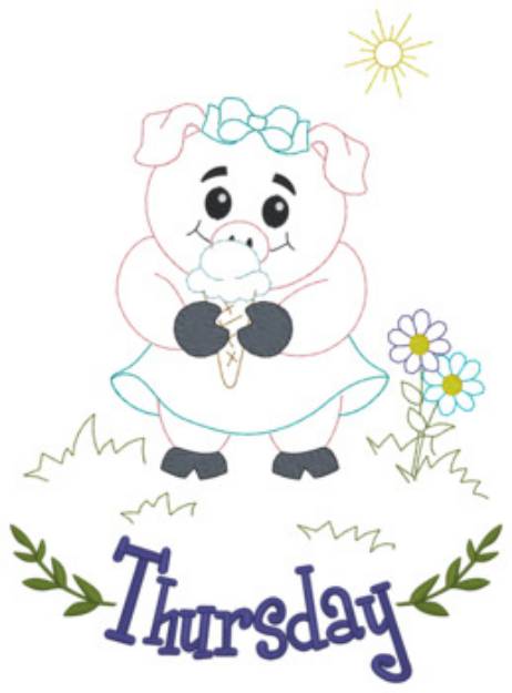 Picture of Thursday Piggie Machine Embroidery Design