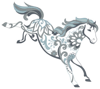 Floral Horse Machine Embroidery Design