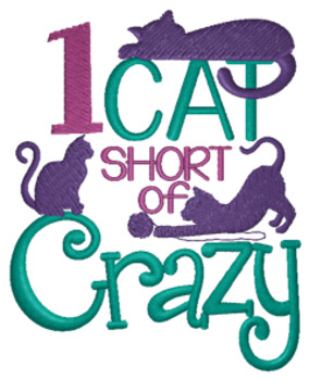 1 Cat Short Machine Embroidery Design