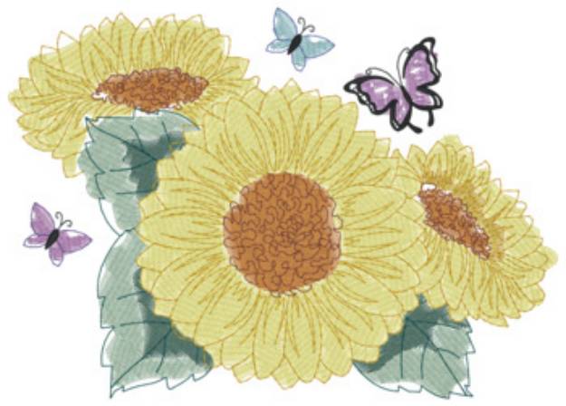 Picture of Sunflowers Light Stitch Machine Embroidery Design