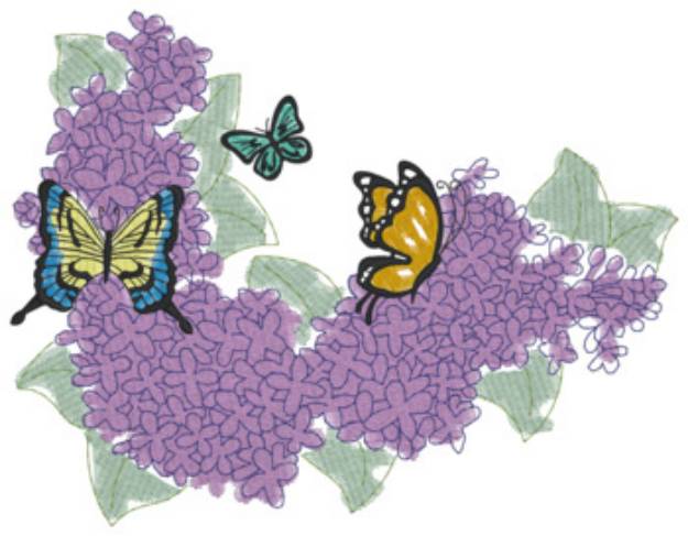 Picture of Butterflies W/lilies Machine Embroidery Design
