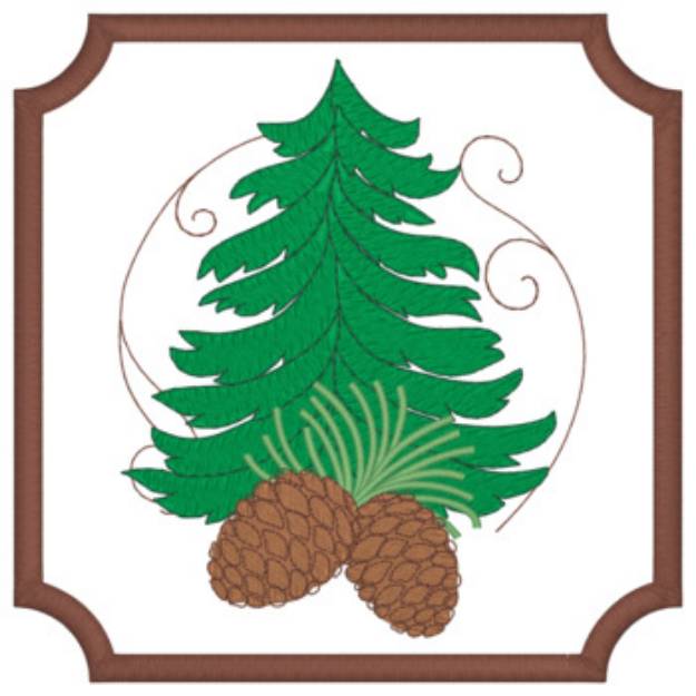 Picture of Pine Tree & Pinecones Machine Embroidery Design