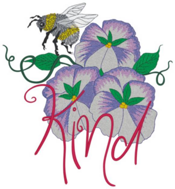 Picture of Kind Flowers W/bee Machine Embroidery Design