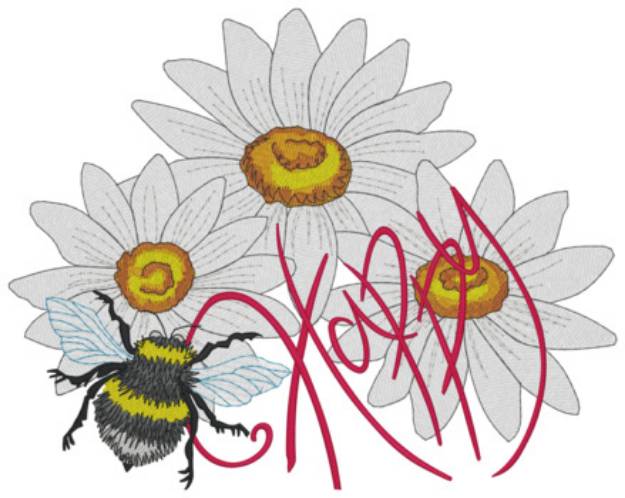 Picture of Happy Flowers W/bee Machine Embroidery Design