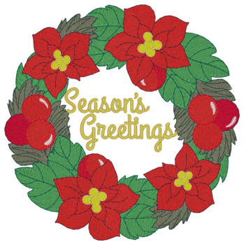 Season's Greetings Wreath Machine Embroidery Design
