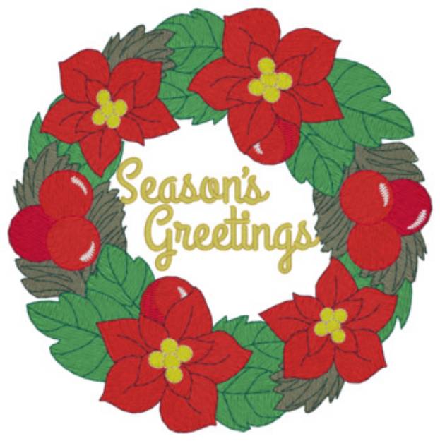Picture of Season's Greetings Wreath Machine Embroidery Design