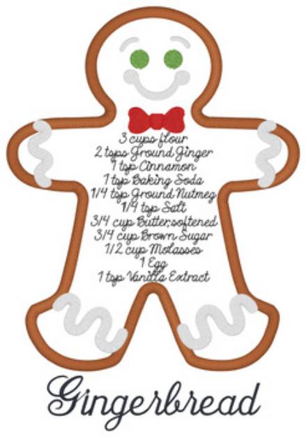 Picture of Gingerbread Cookie Applique Machine Embroidery Design