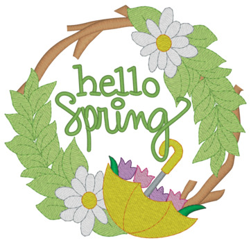 Hello Spring Wreath Machine Embroidery Design